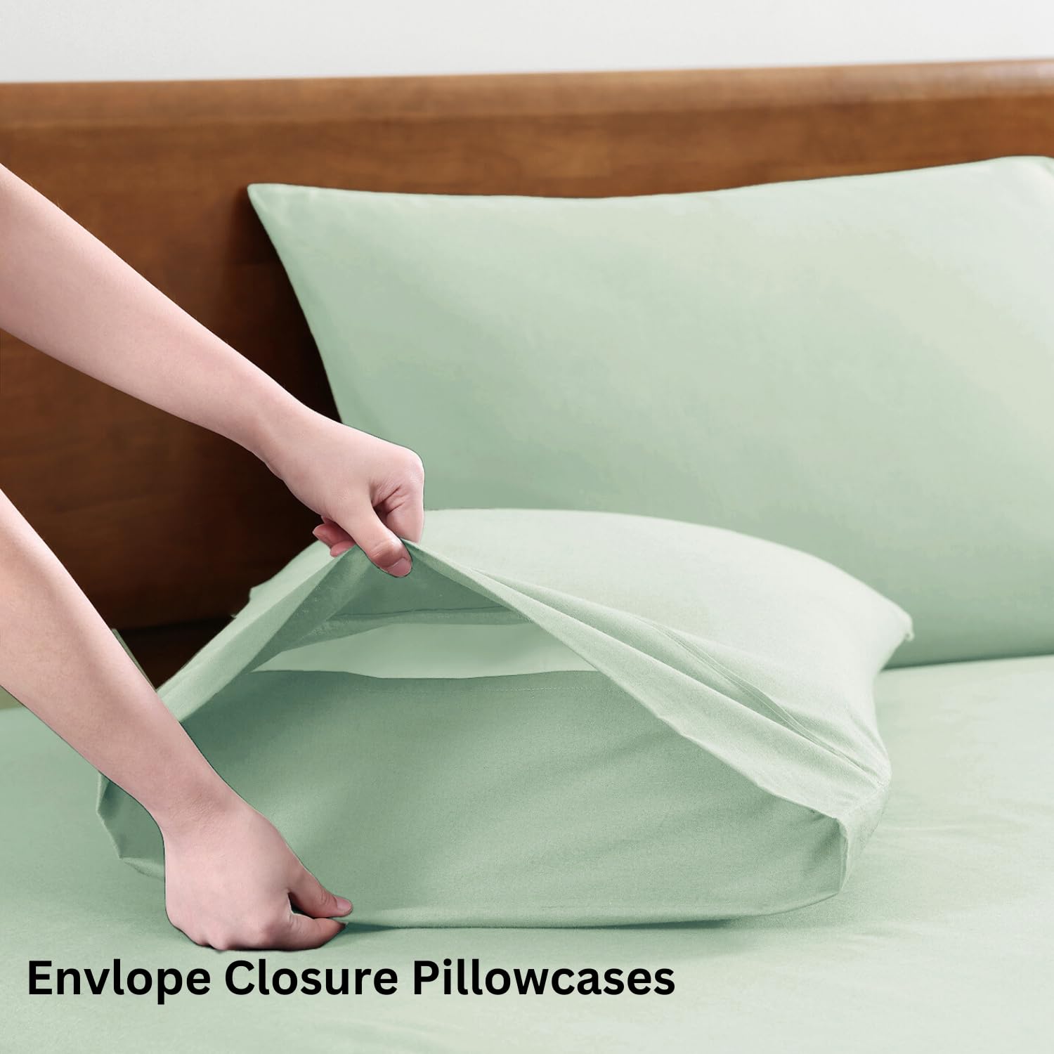 LANE LINEN 100% Organic Cotton Queen Sheets, Fully Elasticized Soft & Comfy Classic Percale Weave, Low Pill Fade Resistant Machine Washable Sheet & Pillowcase Sets, 15