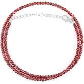 OdrillionGems Gemstones Beaded Choker Necklace, Rhodium 925 Sterling Silver Women Jewelry, Energy Healing Crystals, Handmade, Birthstone, Valentine Gifts