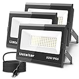 Ustellar Flood Lights Outdoor Plug In 3 Pack 80W