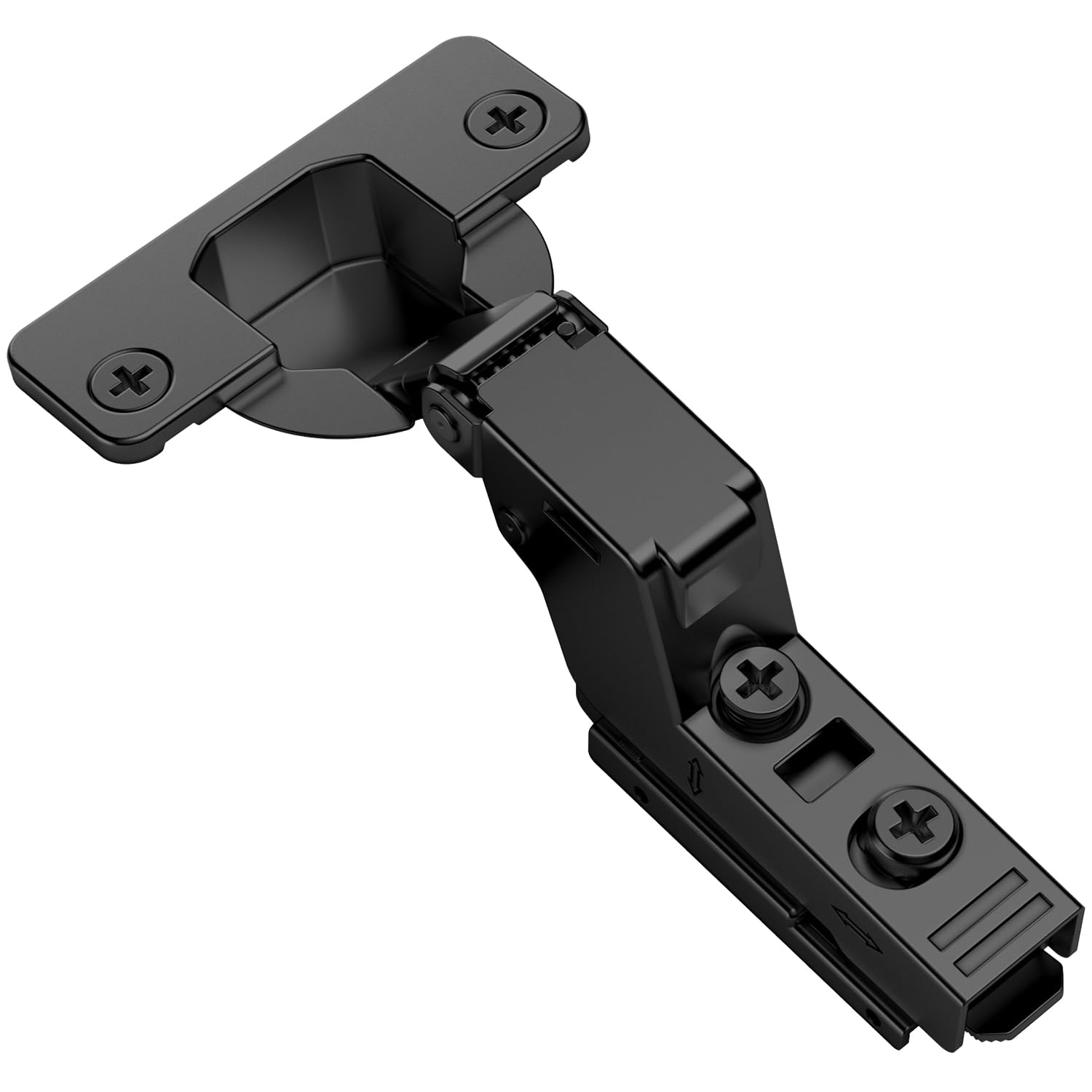 Photo 1 of Kimdot 4 Pieces Inset Frameless Concealed Black Kitchen Cabinet Hinge 35mm Cup 105 Degree 3D Adjustable Clip-On Soft Close European Wingless Door Hinge