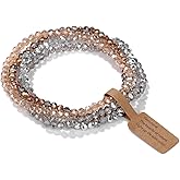 Fuqimanman2020 4pcs Handmade Bohemian Stackable Bead Bracelets for Women Bohemian Stretch Multilayered Bracelet Set Boho Style Wristbands Jewelry