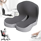 Memory Foam L-Shaped Integrated Seat Cushions for Car Truck Driver Ergonomic L Shape Lumbar Cushion Sciatica Back Pain Relief Office Chair Butt and Back Support Pillow Long Driving Booster Seat (B1)