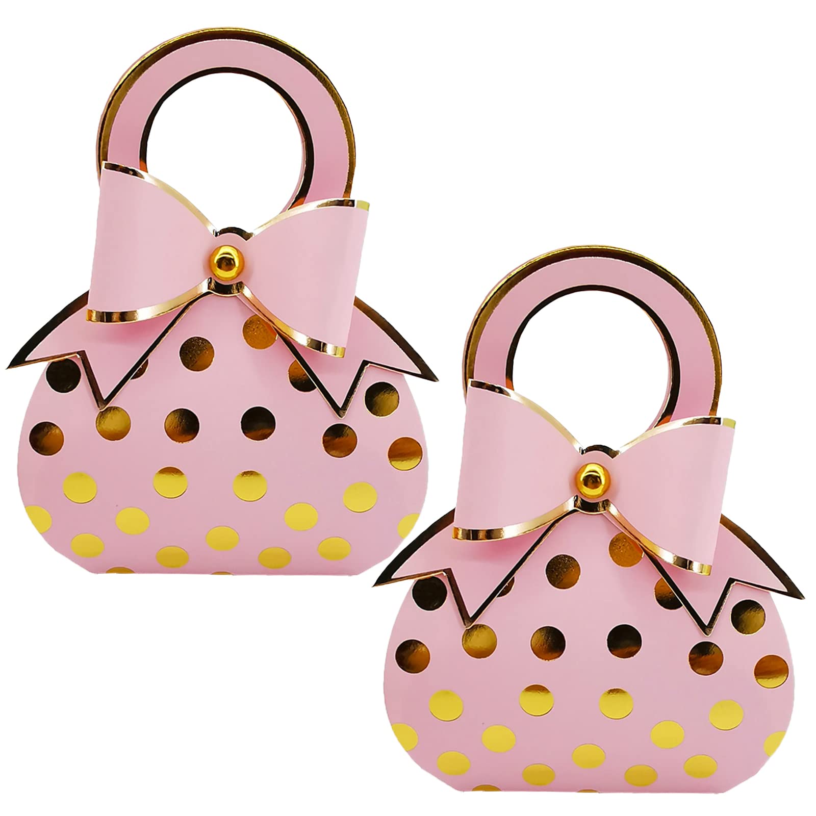 Allbusky 50PCS Paper Candy Boxes Treat Bags, Wedding Favour Boxes, Handbag Shape Party Gift Bags, Party Packs Decorations for Wedding Birthday Christmas