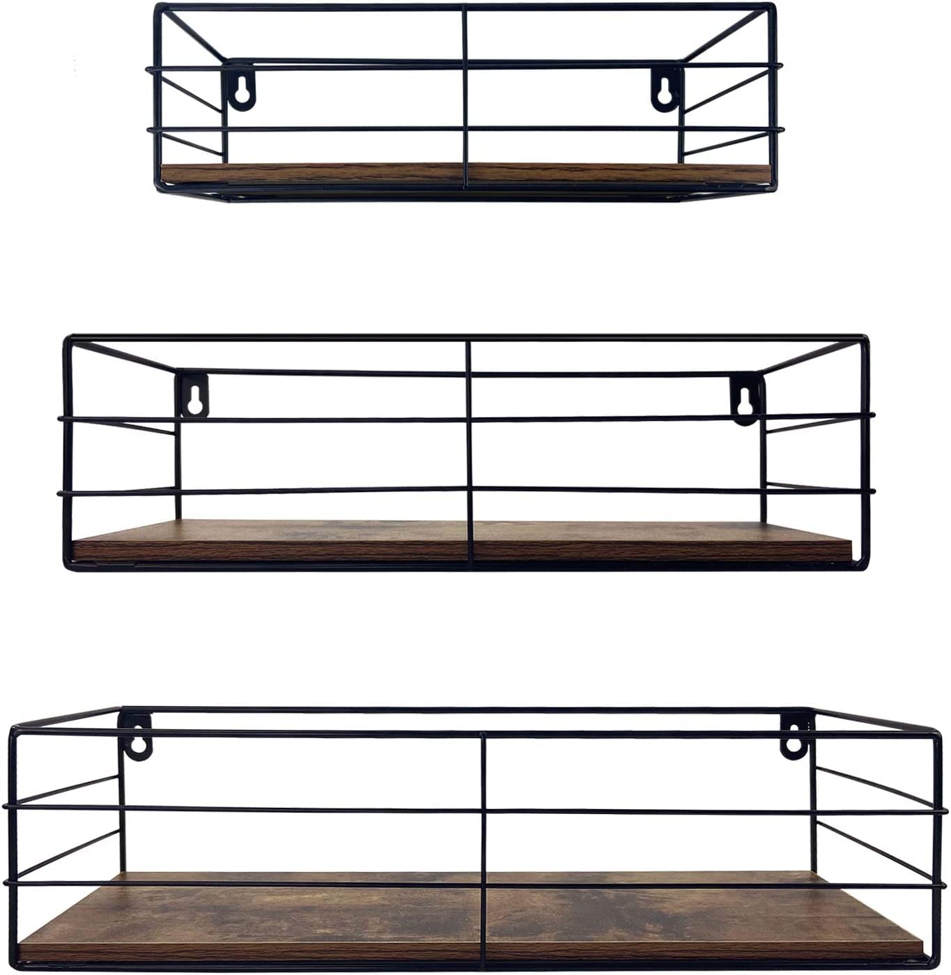 EYMPEU Wall Shelf, Floating Wall Shelf Black for Living Room, Bedroom, Kitchen, Bathroom, Save Space Set of 3