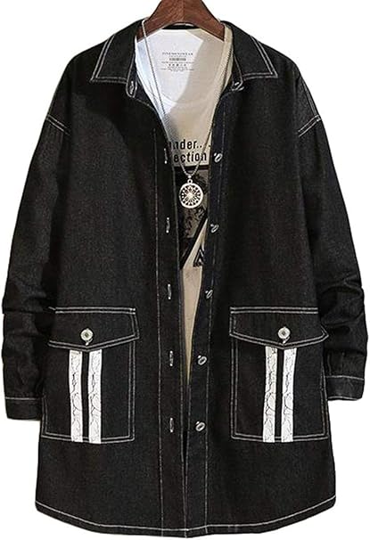 Amazon Zhongjue ジュージェン メンズ デニム トレンチコート ゆったり 長袖 デニムコート 大きいサイズ 秋 冬 防風 ロングコート 秋服 ジージャン コート ジャケット 通販