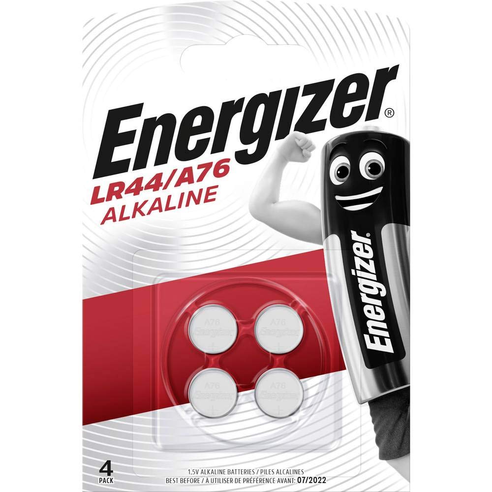 Energizer LR44/A76 Alkaline Batteries, 1.5V, Pack of 4