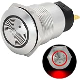 UL Listed Red LED 12V Buzzer 19mm Alarm Indicator Light Lamp 304-Stainless Steel Metal Signal Pilot 3/4" Mounting Hole with 85dB Sound
