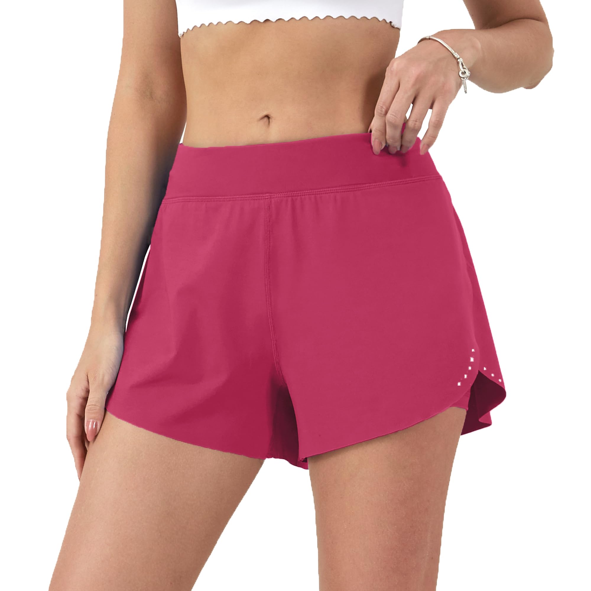 Aurefin Women's 2 in 1 Flowy Running Shorts High