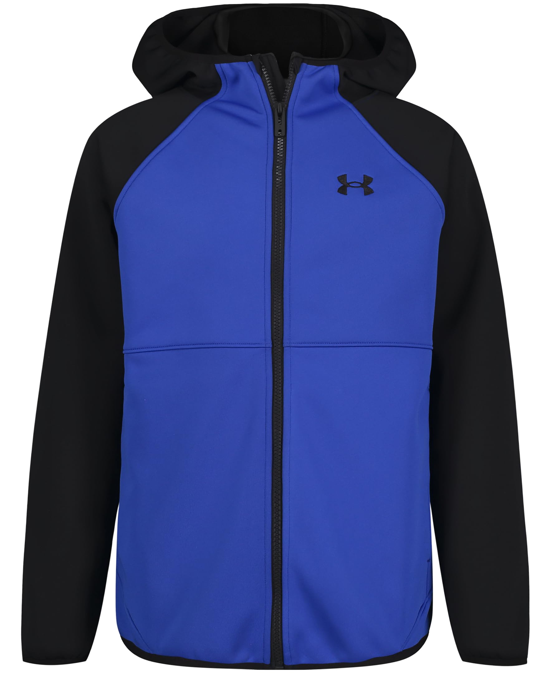 Photo 1 of Under Armour Boys Hooded Sim Softshell Jacket, Wind & Water Resistant with UA Storm Technology, Zip-Up Closure, Team Royal Raglan