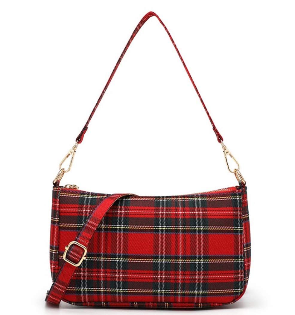Ro Rox Women's Sheena Tartan Check Punk 90's Crossbody Purse Handbag One Size Red