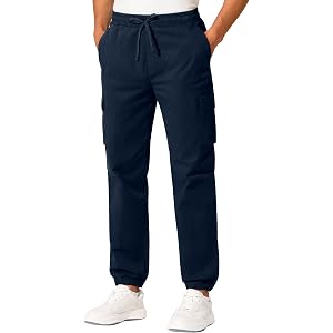 UIQUR Mens Joggers Pants Cargo Pants Hiking Pants Cotton Drawstring Elastic Waist Chino Sweatpants
