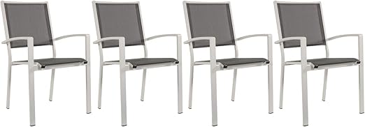 Gartenstuhle Stapelstuhle Aus Aluminium Stapelsessel Gartenstuhle Gartensessel Balkonstuhle Metall Aluminium Alu Stapelbar Textylen 4er Set Amazon De Kuche Haushalt