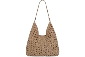 Straw Beach Shoulder Bag for Women, Lightweight Pool Tote Handbag, Magnetic Snap Beach Purse for Casual and Summer Vacation