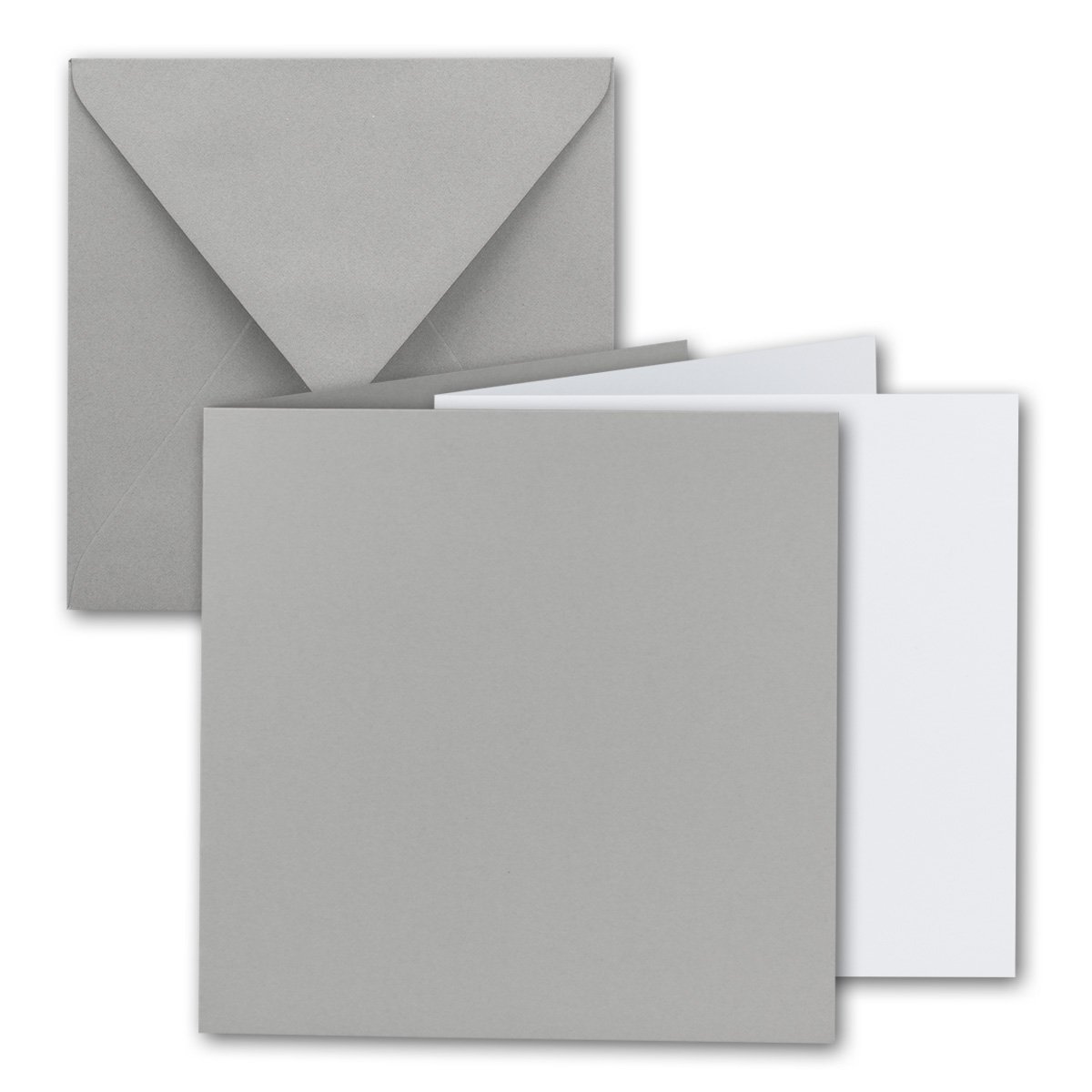 Square Folding Card Set | 15 x 15 cm envelopes & Inserts Pages komplettpaket| Brand: Colourful Gustav Neuser® 30 Sets 35 - Hell-Grau