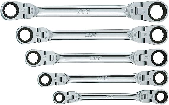 Amazon Ktc ケーテーシー ラチェットめがねレンチ セット 両頭型首振りタイプ 5本組 Tmr105 メガネレンチ