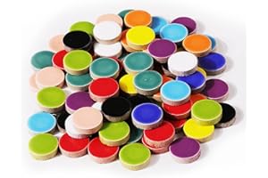 OAKBUD Mosaic Tiles - Ceramic Circular Bulk Mosaic Tile Assortment - 1.5x1.5 cm Mixed Colors Glass Tile - 42pcs/100g Craft and Backsplash Tile (Circular Mix)