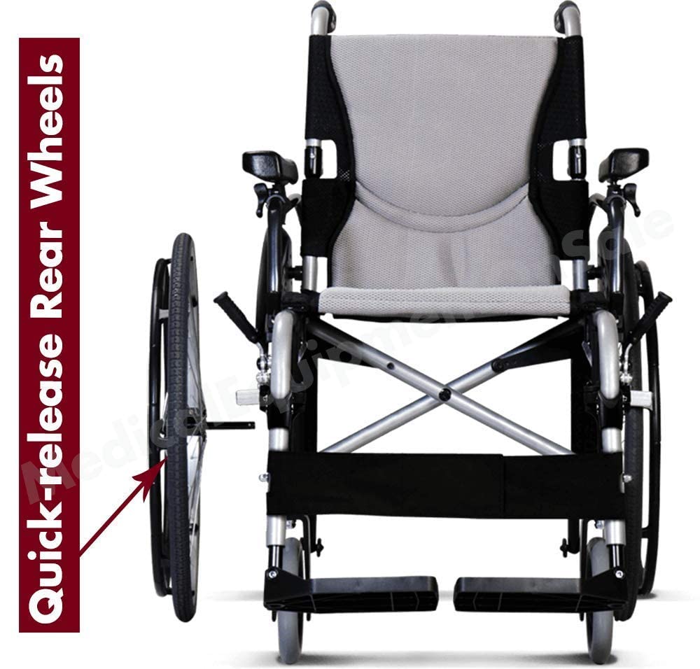 Karman Healthcare S-305 29 lbs Ultra Light Ergonomic Wheelchair with Removable Footrest and Quick Release Wheels Red Color (S-ERGO305Q18RS)