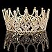 FUMUD High End Women Tiara Austrian Rhinestone Queen Crown luxurious Bride Hairband hair ornaments Wedding Party Accessories 2.9'' (Gold)