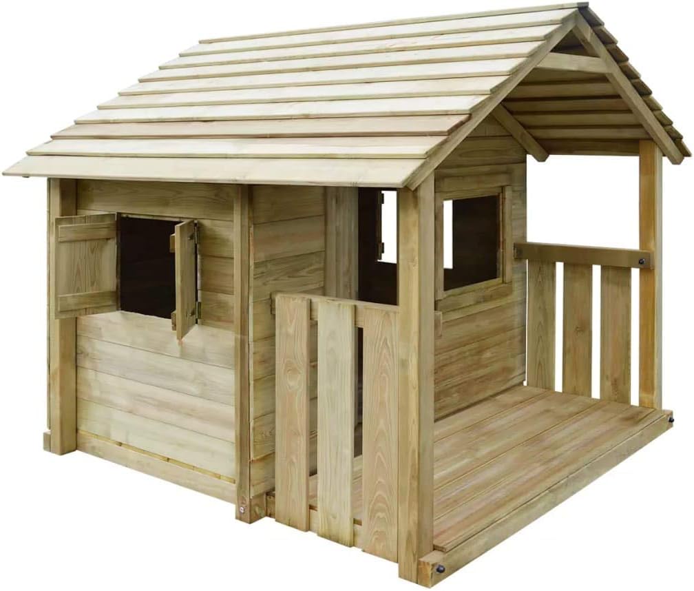 Playhouse with 3 Windows 204x204x184 cm Wood Toys & Games Outdoor Play Equipment Playhouses