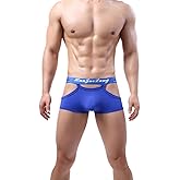 Evankin Men Sexy Boxer Briefs Hollow Out Underwear Ice Silk Trunks Breathable Lingerie Boxers with Bulge Pouch