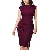 AISIZE Women's Retro Half Collar Ruched Slim Cocktail Pencil Dress