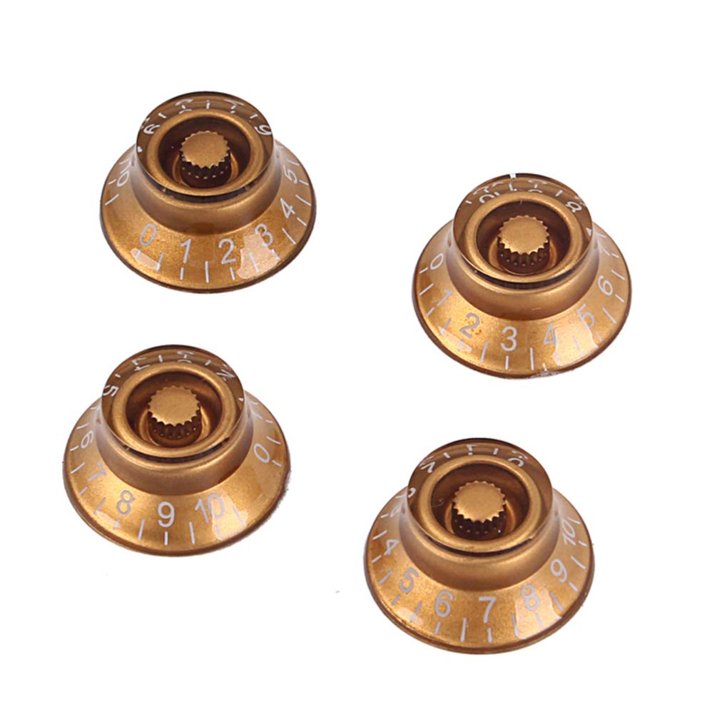 Milisten 4pcs Guitar Knob Round Volume Tone Control Knobs Replacement Speed Knob for Electric bass Guitar (Gold)