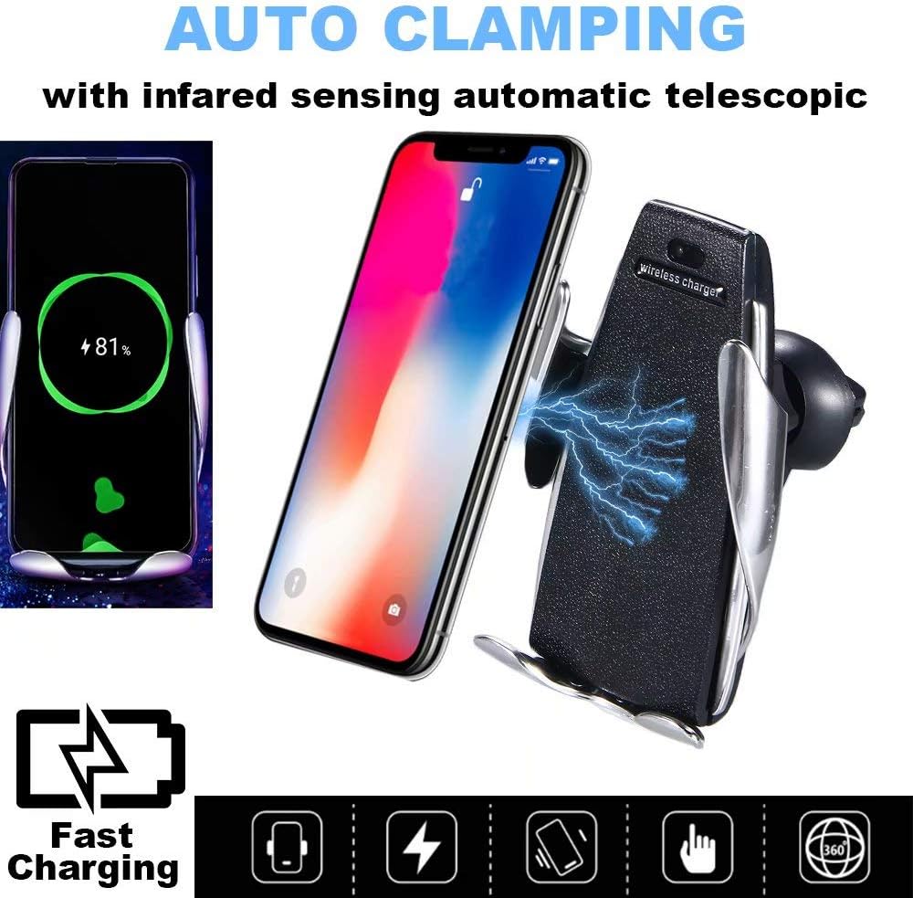 Paddsun Wireless Car Charger,10W Fast Charging Auto-Clamping Car Mount Compatible for Wireless Charge Function Cell Phone.