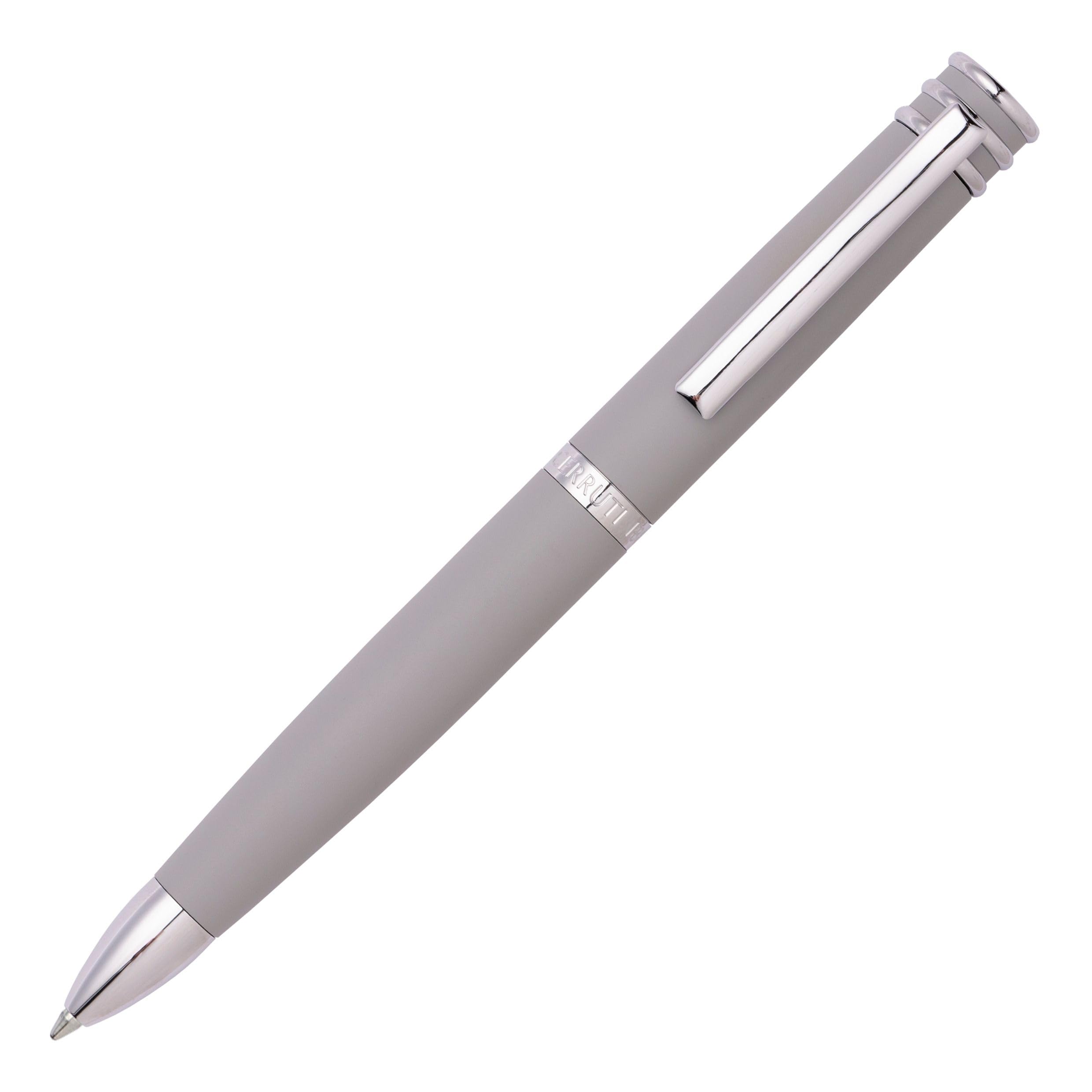 Cerruti 1881 Austin NSR2874K Ballpoint Pen Made of Brass in Grey Silver Length: 14 cm