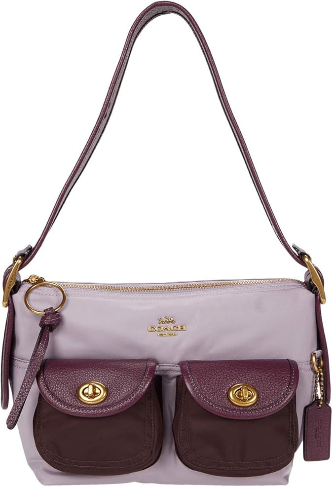 COACH ColorBlock Nylon Cargo Shoulder Bag 23 B4/Lilac Multi One Size
