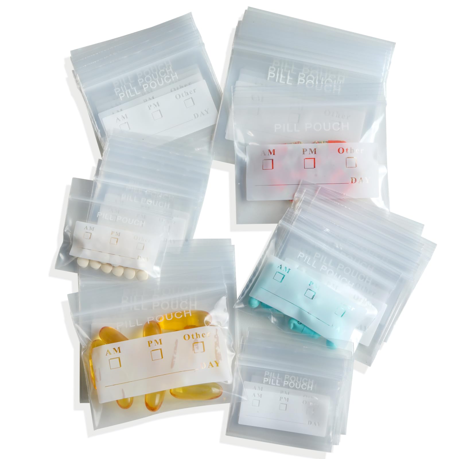 Photo 1 of 300 Packs Small Pill Bags 6mil Sturdy, 3 Assorted Sizes 2x1.85'', 2.5x2.25'', 3x2.75'' Plastic Bags, Reusable Bags Clear Zip Bags, Pill Pouch Bags for Travel Storage Jewelry and Small Craft Pieces