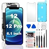 for iPhone 12/12 Pro Screen Replacement 6.1 inch Full HD, 3D Touch LCD Display Digitizer Frame Assembly Kits with Repair Tools
