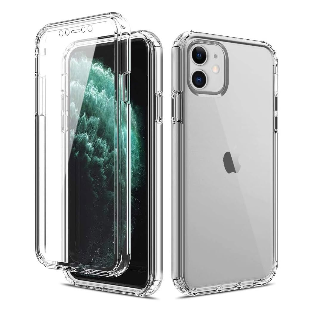 Apple iPhone 11 6.1" Case, iPhone 11 Front and Back Case, Transparent Clear Fully Protection PC Hard Soft Cover Bumper Shockproof For iPhone 11