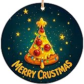 Velyra Christmas Ornament 2025 – Merry Crustmas Ornament, Funny Pizza Christmas Ceramic Tree Decoration, Holiday Gag Gift for Pizza Lovers, Friends, Coworkers & Foodies