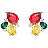 TRWWELL Rhinestone Stud Earrings Small Fancy Crystal Cluster Earrings for Women Brides Dainty Marquise Stud Earrings for Wedding Party Prom Jewelry Gift