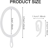 tonyg-p 20 Pack Metal Curtain Rings 30mm Inner Dia with 20 Plastic Hooks White view 2