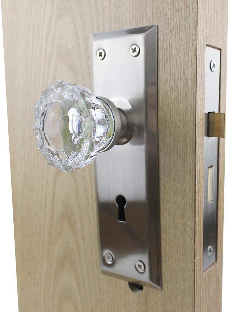 NUZAMAS Old Time Mortise Lock Glass Crystal Knob Set Skeleton, Zinc Alloy Plate, Door Knobs Look with Keys - Image 5