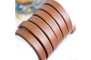 EZZO Flat Genuine Leather Cord for Bracelet Making 3/8 in. - Real Leather Strip for Jewelry, Keychain, DIY Craft Making, Watch Band, Purse Strap, 1.1 Yard (Light Brown)