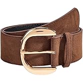 Yalice Women’s Wide Leather Belt for Dresses Fashion Thick Waist Belts Chunky Suede Belt with Big Metal Buckle