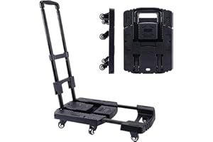 Katsuyoku Folding Hand Truck, Foldable Dolly Cart for Moving 450lbs Heavy Duty Luggage Cart Portable Platform Cart Collapsibl