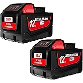 Nonbliep 2Pack 12.0Ah Replacement for Milwaukee M18 Battery Compatible with Milwaukee 18V Battery Lithium 48-11-1810 48-11-1820 48-11-1840 48-11-1850 48-11-1828 All Milwaukee M18 Cordless Power Tools