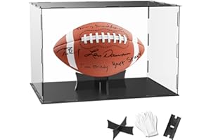 UTFFEDY Football Display Case, Memorabilia Clear Football Display Box Full Size Acrylic with UV Protected & Removable Interior Display Stand for Autographed Football, Collectibles, Souvenirs 11.8x7.9x7.9 inch