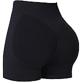 Sunzel Women's Seamless Scrunch Butt Biker Shorts – High Waisted Booty Lifting Workout Yoga Gym Shorts with Tummy Control