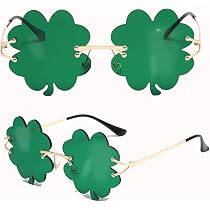 Zienlay St. Patrick’s Day Shamrock Sunglasses - Fun Green Four Leaf Clover Shades For Irish Celebrations - View #3