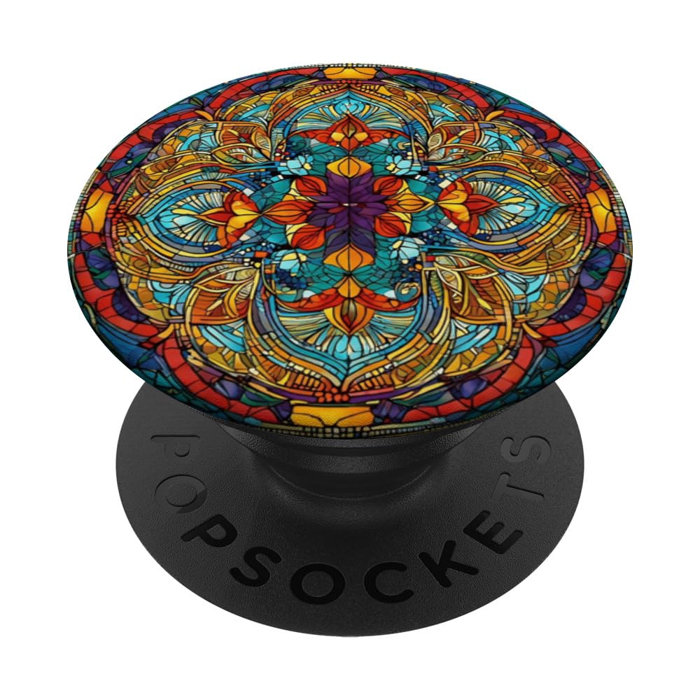 Bohemian Kaleidoscopic Mandala Trippy Rave Festival PopSockets Swappable PopGrip