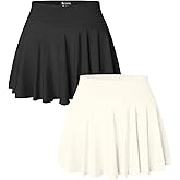 OQQ Women 2 Piece Skirts 2 in 1 Flowy Basic Versatile Stretchy Flared Casual Mini Skirts