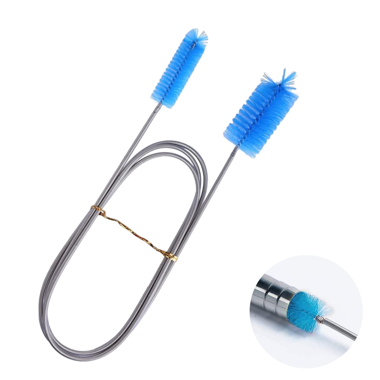 Aquarium Filter Brush, Double Ended Bristles Hose Pipe Cleaner, 155cm Stainless Steel Long Tube Cleaning Brush, Flexible Double Ended Hose Brush, Aquarium Pipe Cleaner, Fish Tank Hose Cleaner