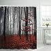 Bathroom Shower Curtain Mystic Forest Bathroom Curtain with 12 Hooks, Trees Red Leaves Shower Curtains Durable Waterproof Fabric Bath Curtain