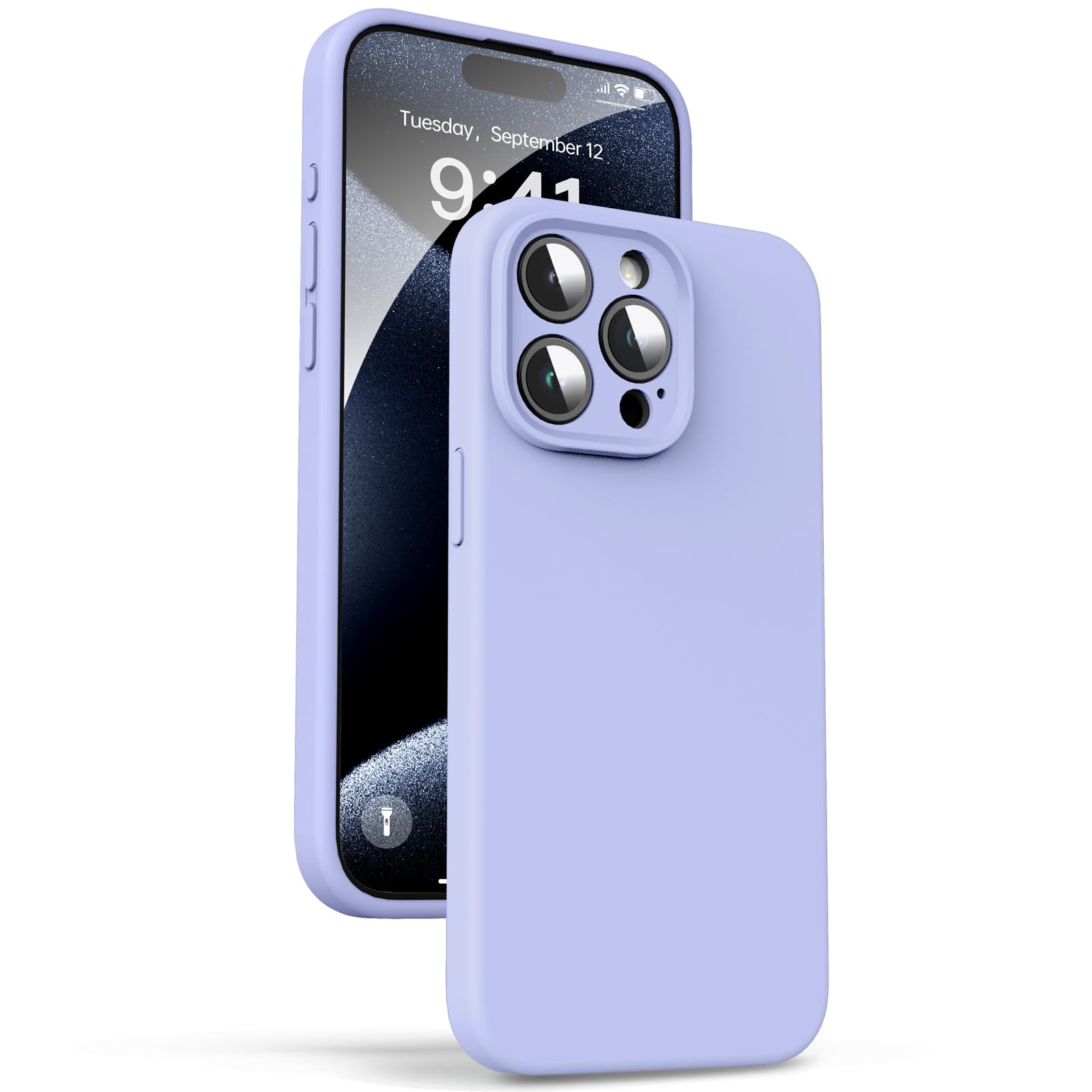 Supdeal Liquid Silicone Case for iPhone 15 Pro - [Camera All-Round Protection] [Soft Microfiber Lining Anti-Scratch] 4 Layer Full Covered Shockproof Gel Rubber Phone Case Cover, 6.1", Purple — image 1