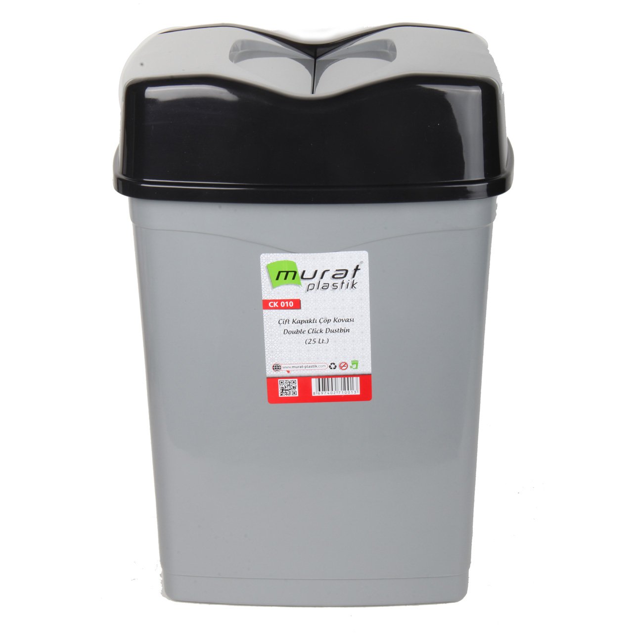 Swing Bin Lidded Dustbin Grey Plastic Rubbish Bin 8, 15 & 25 Litre