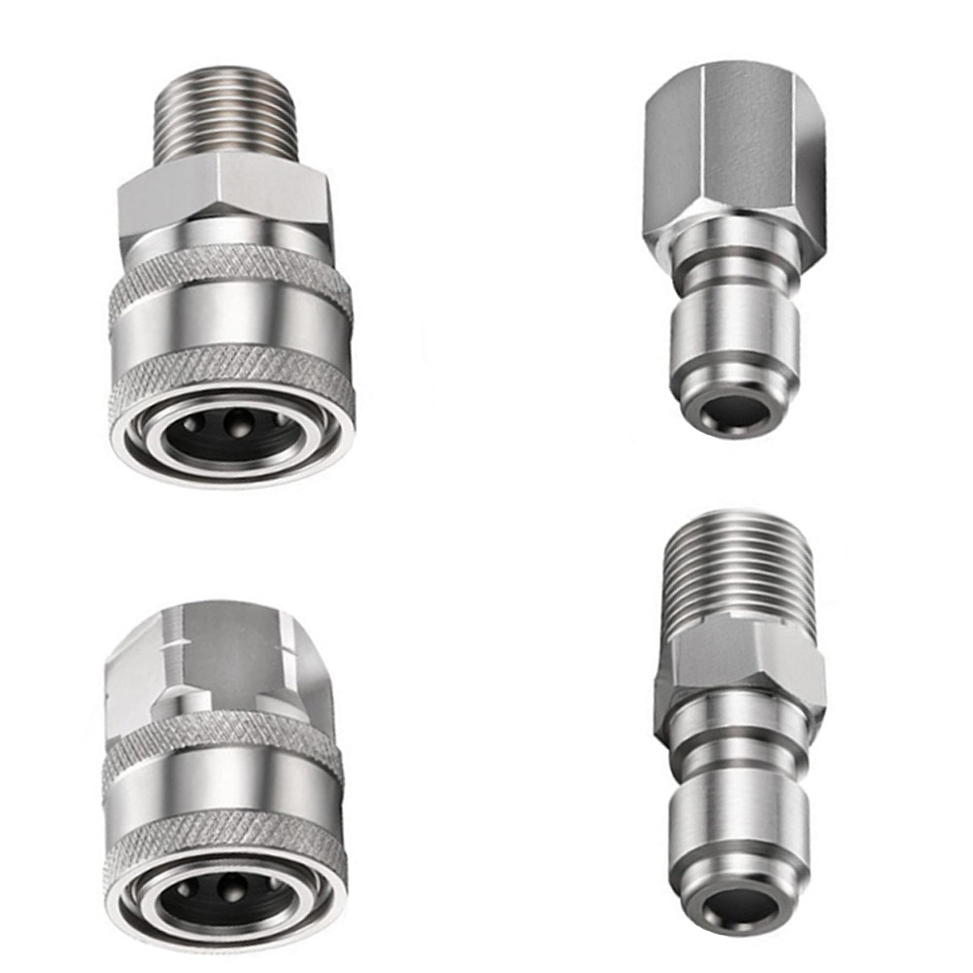 4pcs Pressure Washer Coupler, NPT 3/8 Quick Connect Pressure Washer, Stainless Steel Fittings Male-Female Quick Connect Coupler for Fast Connect & Quick Release (3/8)
